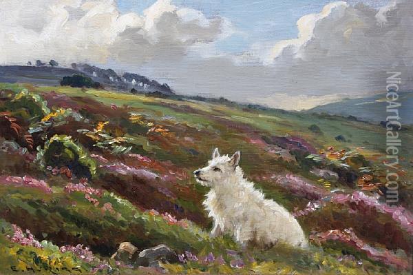 'cappie' - A West Highland Terrier Oil Painting - Ernest Higgins Rigg