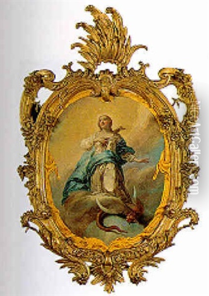 L'immacolata, Entro Fregio 'a Rocaille' Oil Painting - Giuseppe Maria Bellotti
