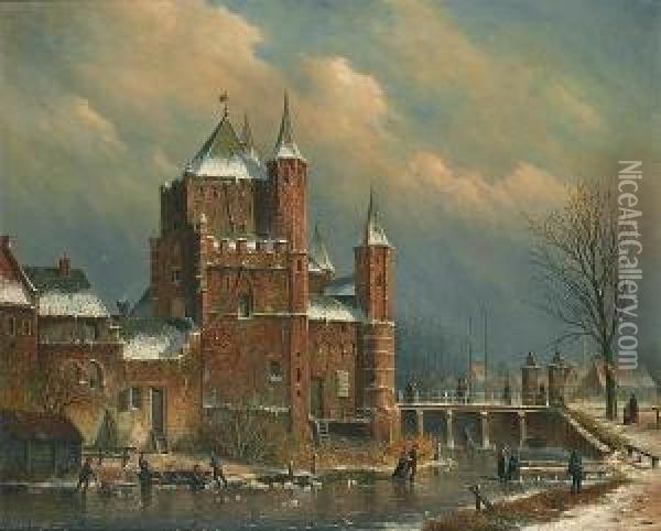 The Amsterdam Gate At Haarlem Oil Painting - Oene Romkes De Jongh