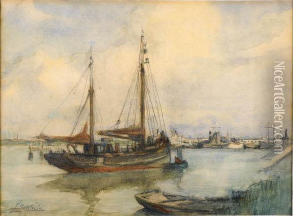 Le Port D'ostende Oil Painting - Jules Lentrein