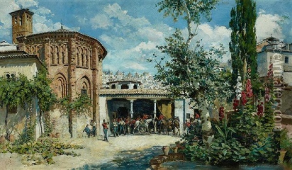 Descanso De La Compania De Caballeria Oil Painting - Ulpiano Checa Sanz