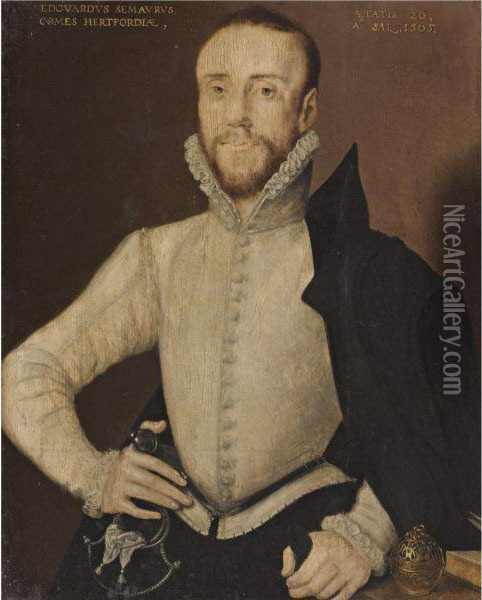 Portrait Of Edward Seymour, Earl Of Hertford Oil Painting - Hans Eworth