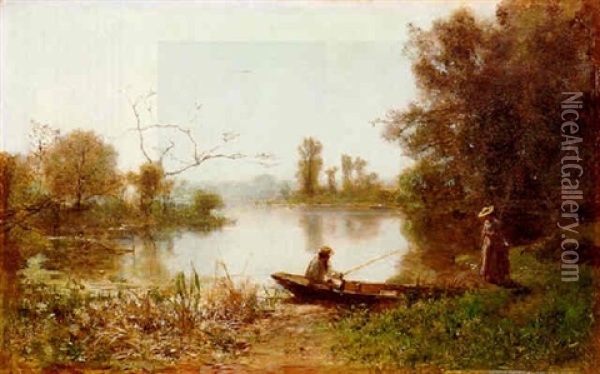 Landschap Met Hengelaars Oil Painting - Jacob Henricus Maris