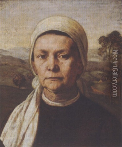 Bildnis Bertha Boehle (die Mutter Des Kunstlers) Vor Dem Sexauertal Bei Emmendingen Oil Painting - Fritz Boehle