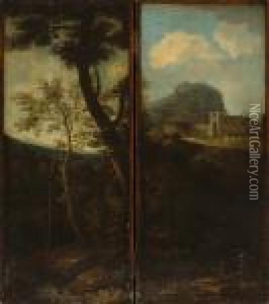An Italianate Landscape With Figures Oil Painting - Gaspard Dughet Poussin