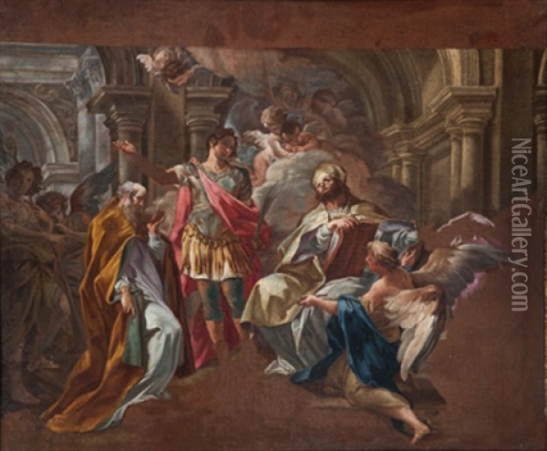 Die Heiligen Ercolano, Ippolito Und Taurino Oil Painting - Corrado Giaquinto