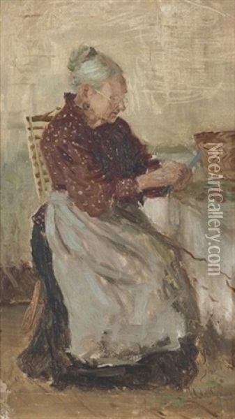 Frau An Einem Kuchentisch Oil Painting - Nikolai Avenirovich Shabunin