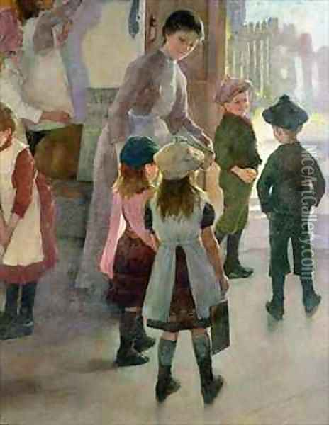 School is Out Oil Painting - Elizabeth Stanhope Forbes