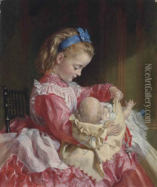 Maternal Instincts Oil Painting - Sophie Anderson