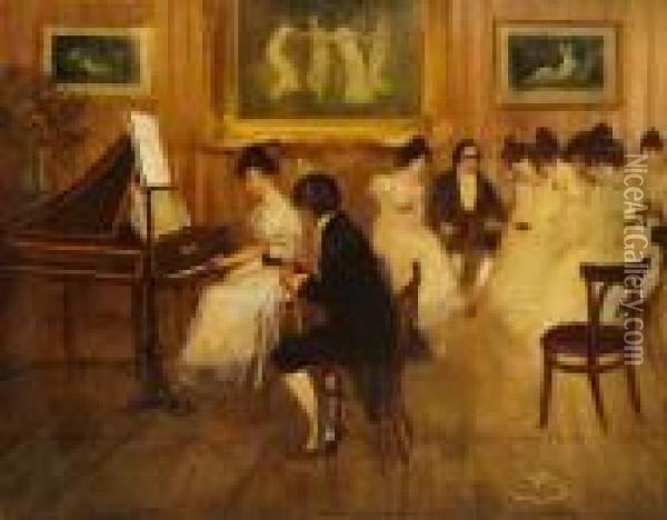 Musikalische Abendunterhaltung Oil Painting - Wilhelm Schreuer