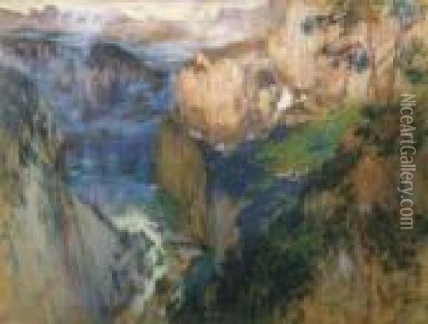 Rocky Landscape Oil Painting - Frederick Arthur Bridgman