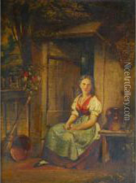 The Cottage Door Oil Painting - Charles Robert Leslie