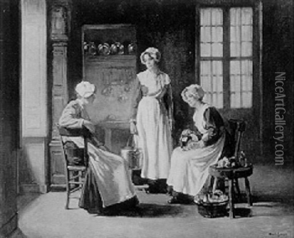 The Kitchen Maids Oil Painting - Joseph Bail