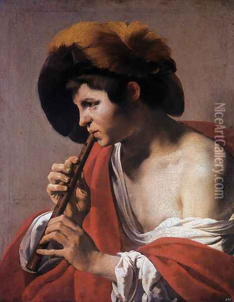Boy Playing a Recorder 1621 Oil Painting - Hendrick Terbrugghen