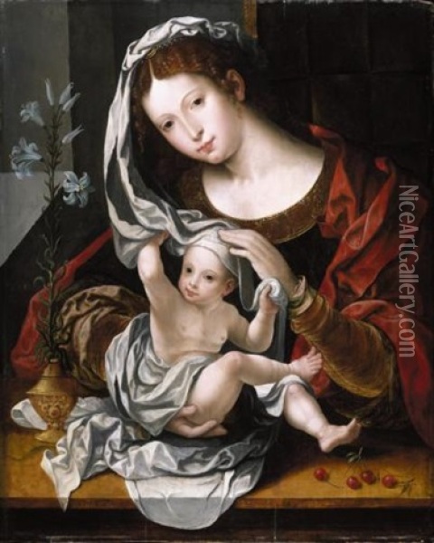 Virgin And Child Oil Painting - Jan Gossaert