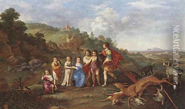 Children of Frederick V Prince Elector of Pfalz and King of Bohemia 1628 Oil Painting - Cornelis Van Poelenburgh