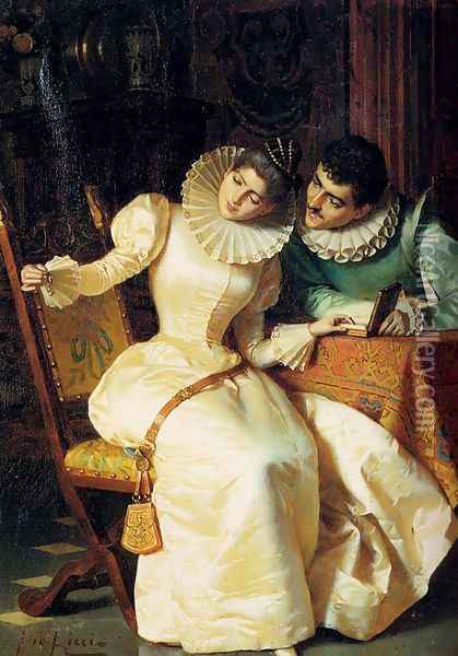 Elegant Couples In Interiors (Pic 2) Oil Painting - Pio Ricci