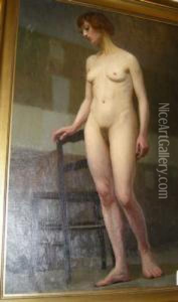 Olja, Kvinnli Modell, 81x52 Oil Painting - Anders Waldur