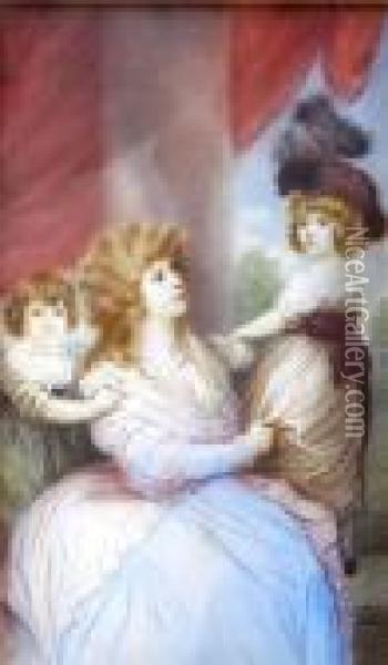 Countess Of Harrington And Offspring Oil Painting - Sir Joshua Reynolds
