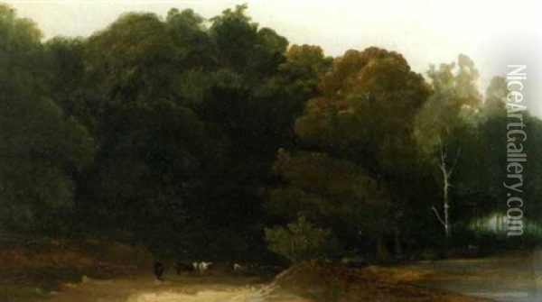 Chemin Au Bord De La Foret Oil Painting - Paul Huet