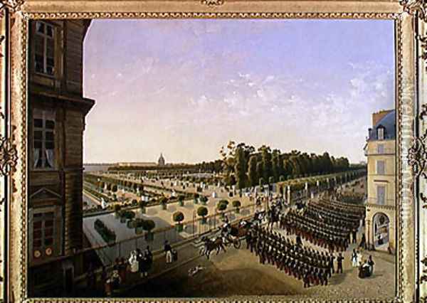 Review of Troops in the Jardin des Tuileries, 1835 Oil Painting - Capitaine Cheret