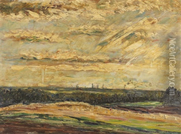 Landschaft Bei Bremerhaven Oil Painting - Albert Schiestl-Arding