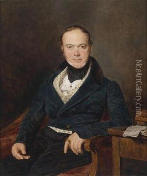 Portrait Of The Banker August Walter Oil Painting - Ferdinand Georg Waldmuller