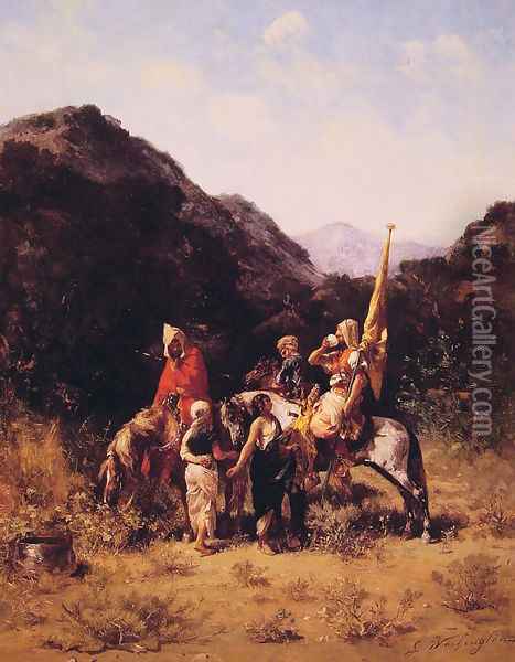 Riders in the Mountain Oil Painting - Georges Washington