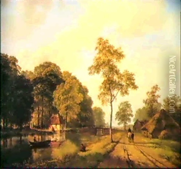 A Summer Landscape In The Country Of Utrecht Oil Painting - Barend Cornelis Koekkoek