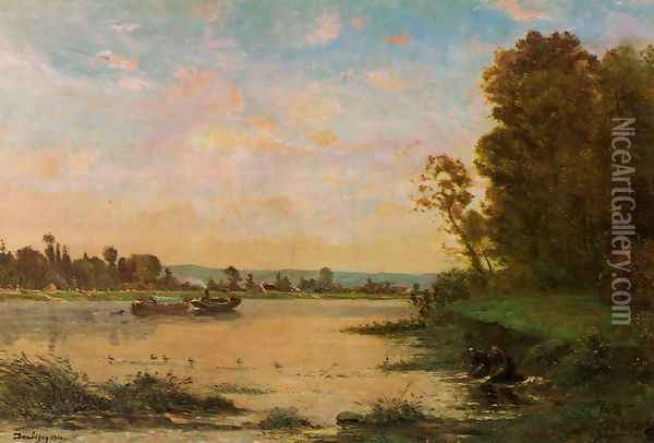 Summer Morning on the Oise Oil Painting - Charles-Francois Daubigny