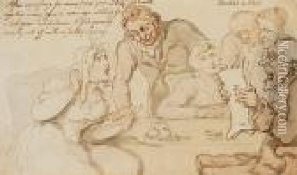 Reading A Will Oil Painting - Thomas Rowlandson
