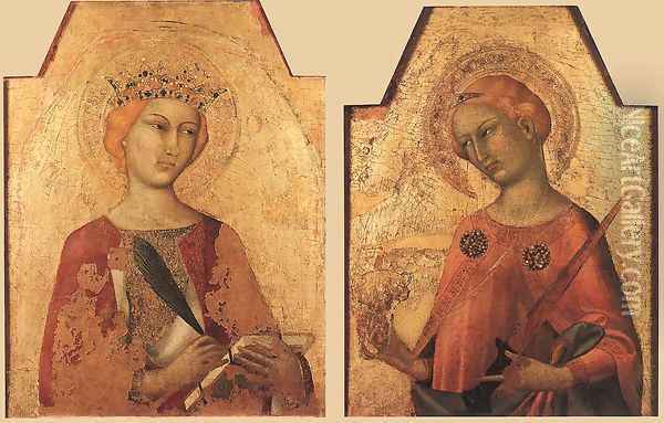 St Catherine and St Lucy Oil Painting - Simone Martini