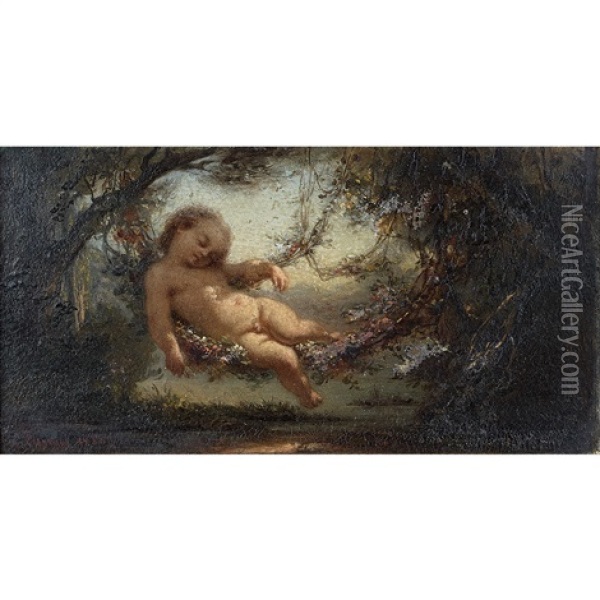 Putto Dormant Oil Painting - Jean Raymond Hippolyte Lazerges