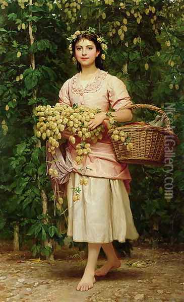 The Hop Picker 2 Oil Painting - Charles E. Perugini