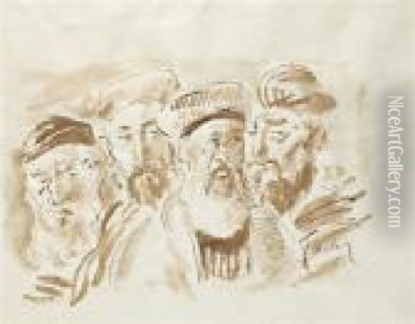 Four Jews Oil Painting - Adolphe Feder