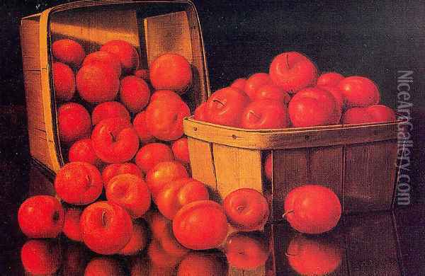 Baskets of Red Plums Oil Painting - Levi Wells Prentice