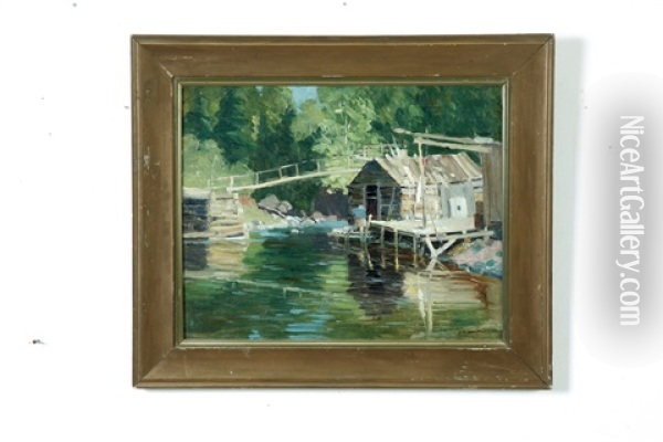 Lake Scene Oil Painting - John Adams Spelman