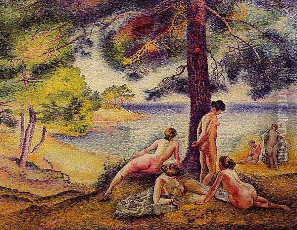 The Shady Beach Oil Painting - Henri Edmond Cross