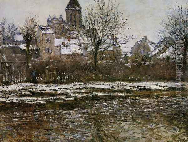 The Church At Vetheuil Snow Oil Painting - Claude Oscar Monet