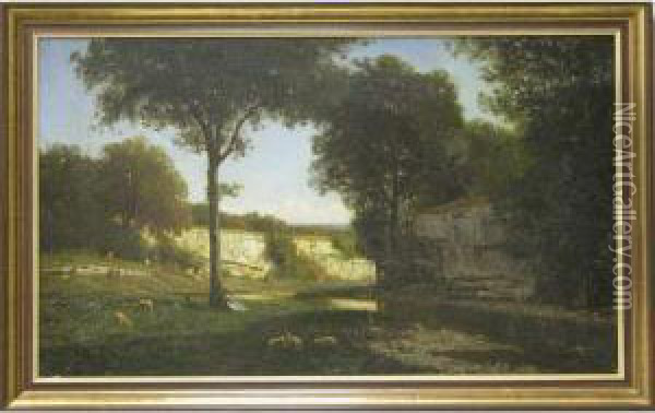 Bergere Se Reposant Sous Unarbre Oil Painting - Alphonse Cl. Antonin Fanart