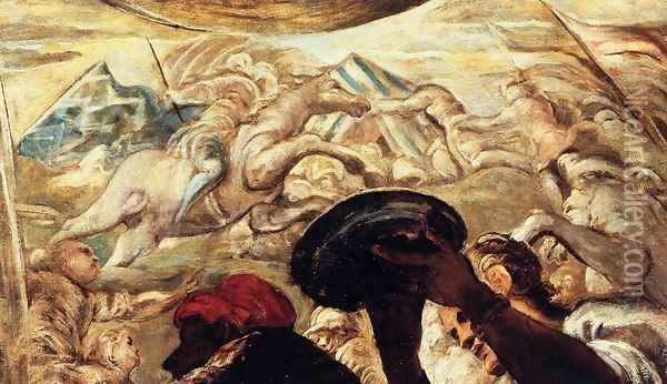 Moses Drawing Water from the Rock (detail) 2 Oil Painting - Jacopo Tintoretto (Robusti)