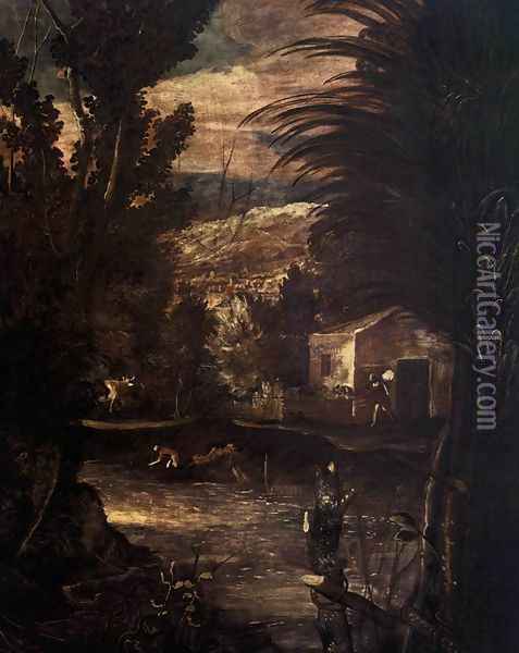 The Flight into Egypt (detail 1) Oil Painting - Jacopo Tintoretto (Robusti)