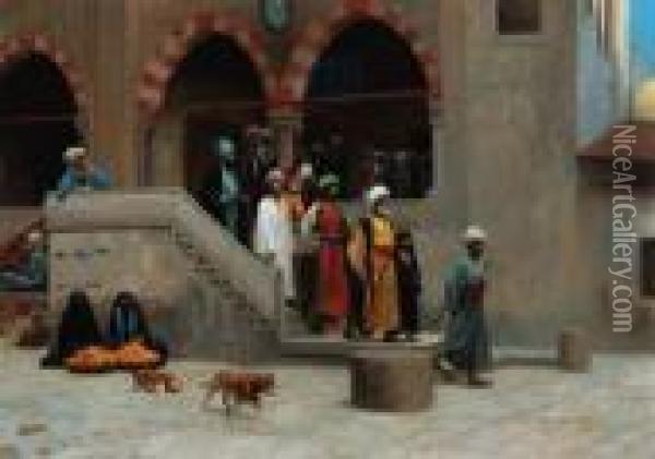 Quittant La Mosquee Oil Painting - Jean-Leon Gerome