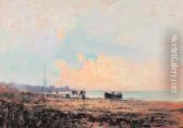 Spiaggia Di Bordighera Oil Painting - Cesare Gheduzzi
