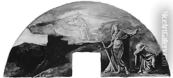 The Moral and Divine Law: Moses Receives the Law on Mount Sinai; Color Study for Mural, Supreme Court Room, Minnesota State Capitol, Saint Paul Oil Painting - John La Farge