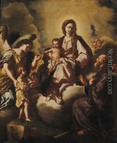 Madonna Con Bambino E Santi Oil Painting - Francesco Solimena