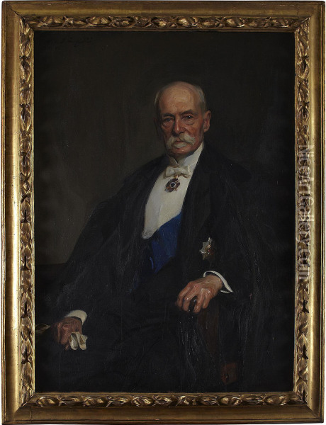 Three Quarter Length Portrait Of Field-marshal Frederick Sleigh Roberts Oil Painting - Philip Alexius De Laszlo