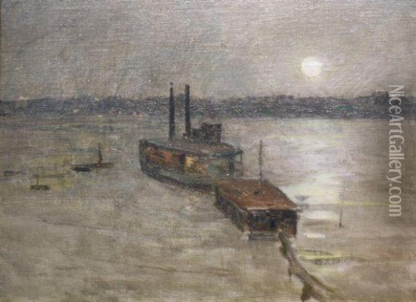 New York Ferry Oil Painting - Edward Emerson Simmons