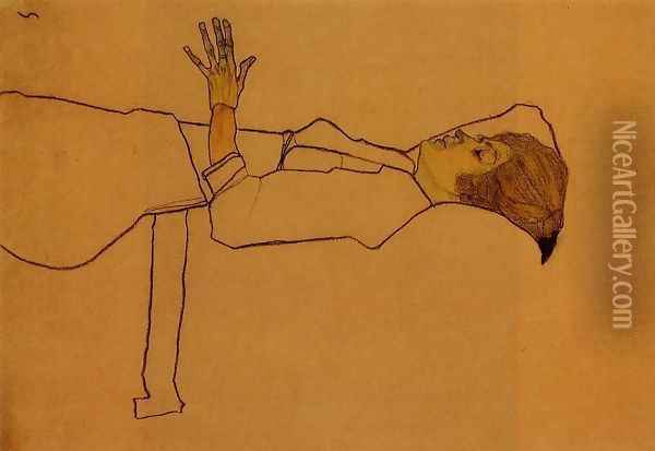 Clothed Woman Reclining Oil Painting - Egon Schiele