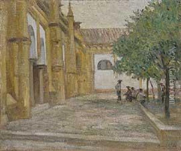 Patio De Los Naranjos De La Mezquita De Cordoba Oil Painting - Henri Achille Zo